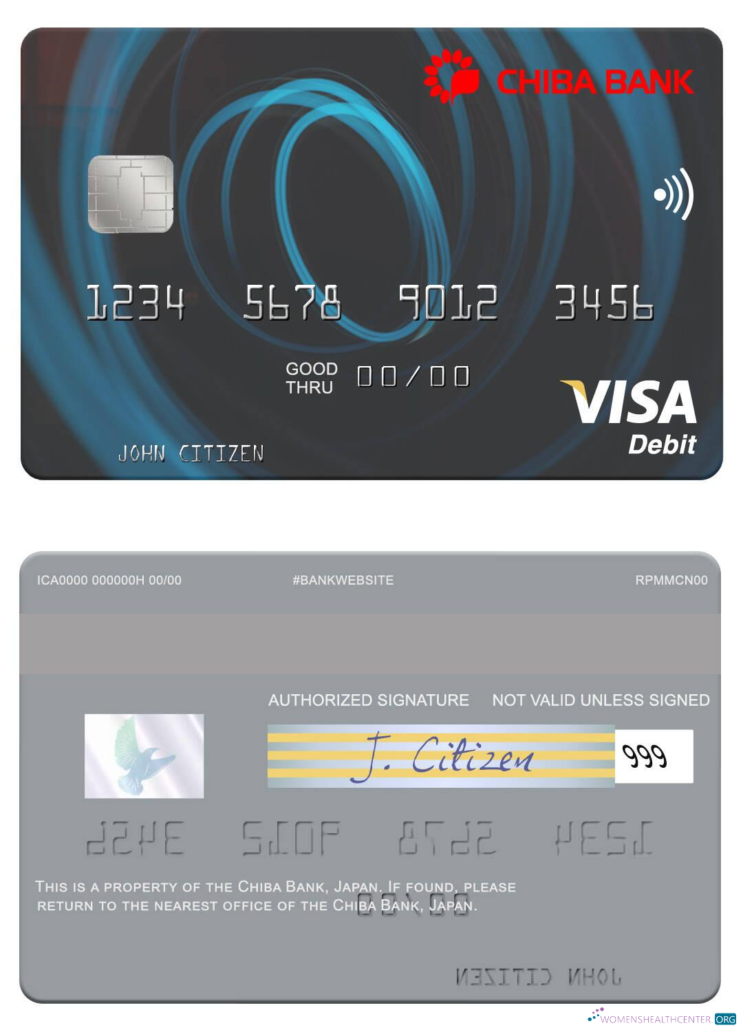 Download Japan Chiba Bank visa debit card Photoshop template